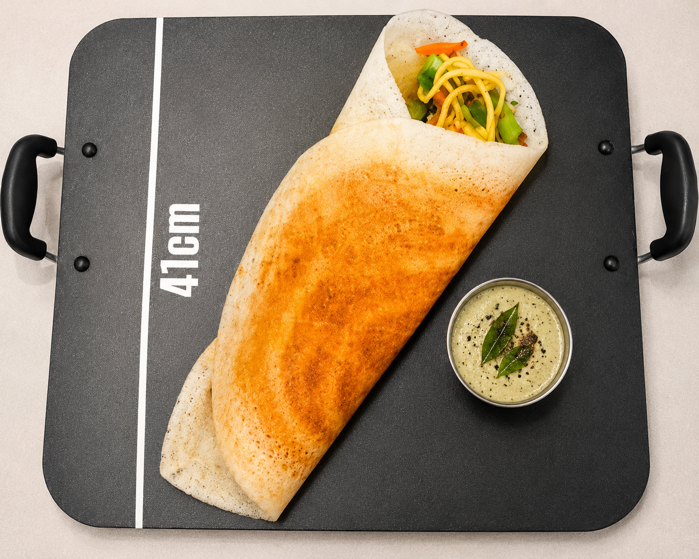 Shon Enterprises Non-Stick Dosa Pan Tawa 41cm x 41cm Large Flat Griddle with Handles for Dosa, Roti, Chapati & Pancakes