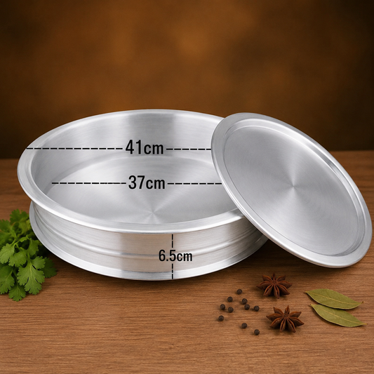 Shon Enterprises Premium Aluminium Cooking Pot with Lid – Heavy Duty Deep Cooking Vessel – 41cm Large Capacity Kitchen Cookware for Catering, Restaurant & Home Use
