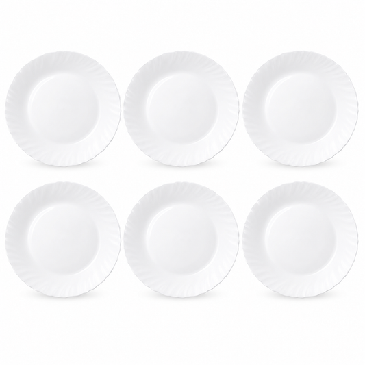 Shon Enterprises Premium White Opal Dinner Plate Set – Set of 6 Large 10 Inch (27cm) White Plates – Elegant Everyday Dining Plates for Home, Restaurant & Catering Use